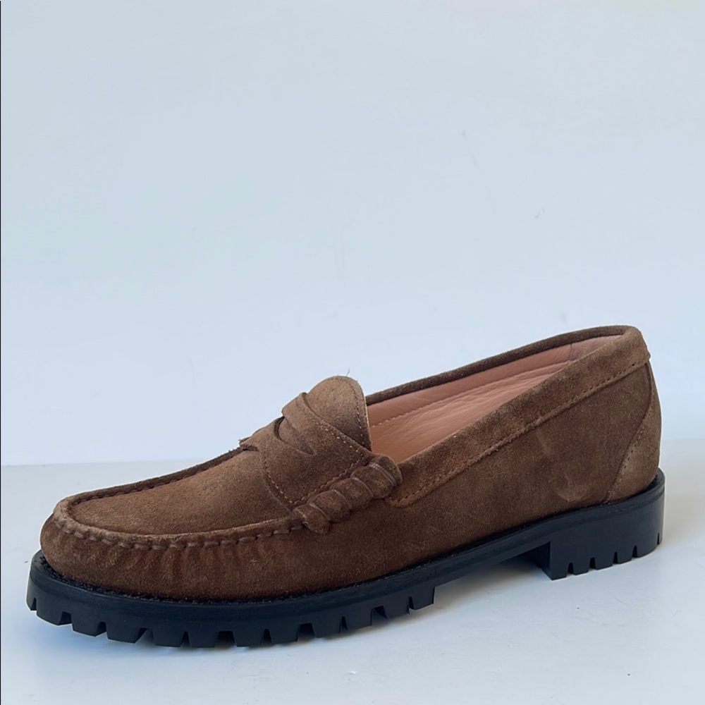 J.Crew Winona Lug Sole Loafers Brown Suede Leather Women’s Size 7.5 Toffee